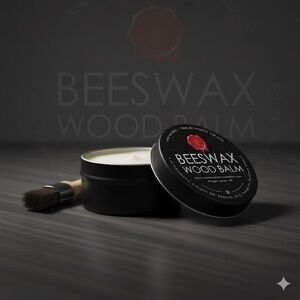 Beeswax Wood & Leather Balm Black Tin - Natural Conditioner Moisturizer 4 oz